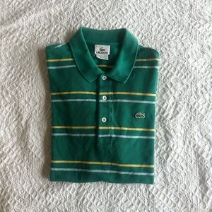 Lacoste Polo with Green, Yellow, and White Stripes size 4